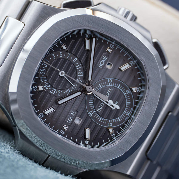 Close up of Patek Philippe Nautilus Travel Time 5990/1A