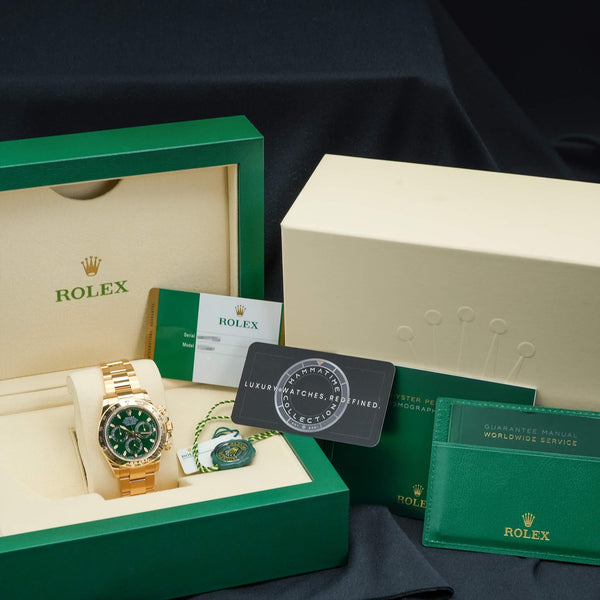 Rolex Daytona 116508 “John Mayer” Green Dial Yellow Gold 40mm Box & Papers