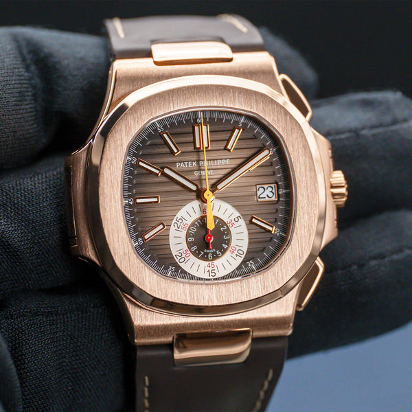 Patek Philippe Nautilus Chrono 5980R Rose Gold Brown Dial 2010 Box & Papers