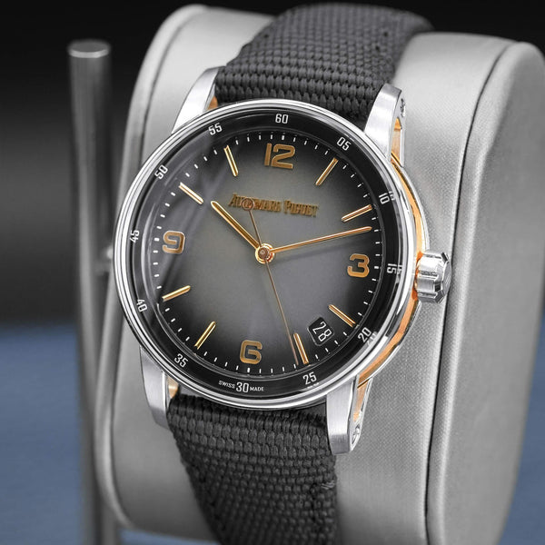 Angled opposing view with reflection of Audemars Piguet Code 11.59 15210CR Grey Dial