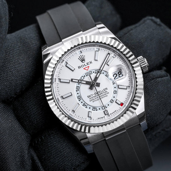 Front view of Rolex Sky-Dweller 336239 White Dial Oyster Flex