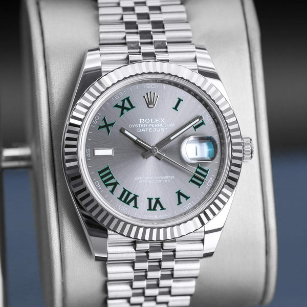 Slight angled view of Rolex Datejust Wimbledon 126334 Slate Dial