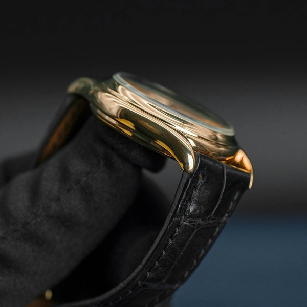 Angled side view of Patek Philippe Annual Calendar 5035J Yellow Gold