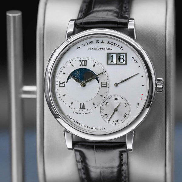 Close-up opposing view of A. Lange & Sohne Grand Lange 1 139.025 Platinum