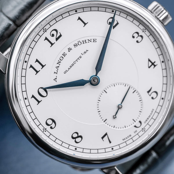 Angled macro view of A. Lange & Sohne 1815 235.049 Silver Dial