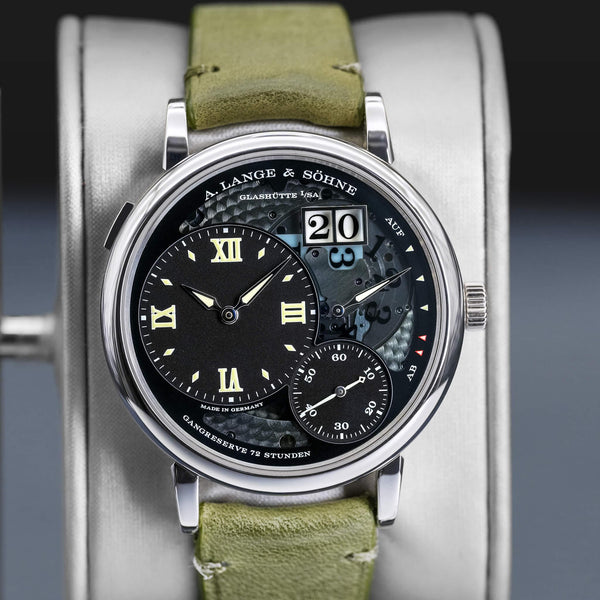 Slight angled view of A. Lange & Sohne Grand Lange 1 Lumen Platinum 117.035