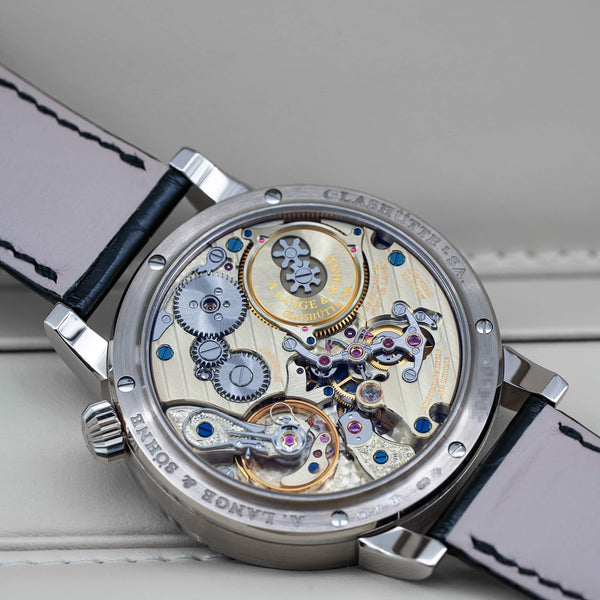 Caseback of A. Lange & Sohne Zeitwerk 140.029 showing movement