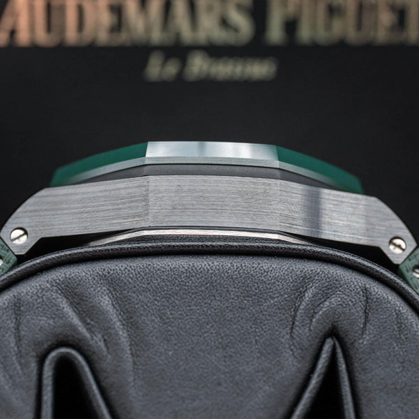 Opposite side view of Audemars Piguet Royal Oak Offshore Chronograph 26405CE case