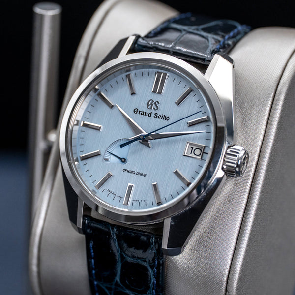 Angled view with reflection of Grand Seiko Soko Frost SBGA471