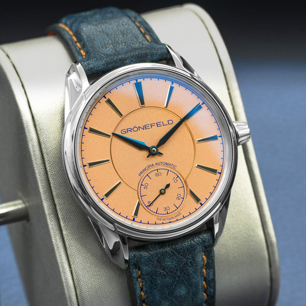 Angled view with reflection of Grönefeld 1941 Principia Salmon Dial
