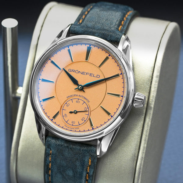 Angled opposing view with reflection of Grönefeld 1941 Principia Salmon Dial