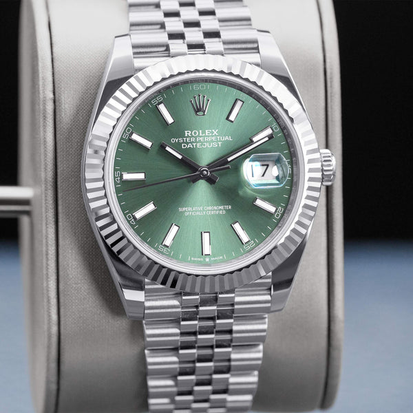 Rolex Datejust 126334 Green Dial Fluted Jubilee Box & Papers