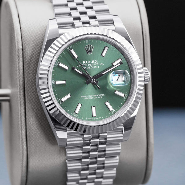 Rolex Datejust 126334 Green Dial Fluted Jubilee Box & Papers