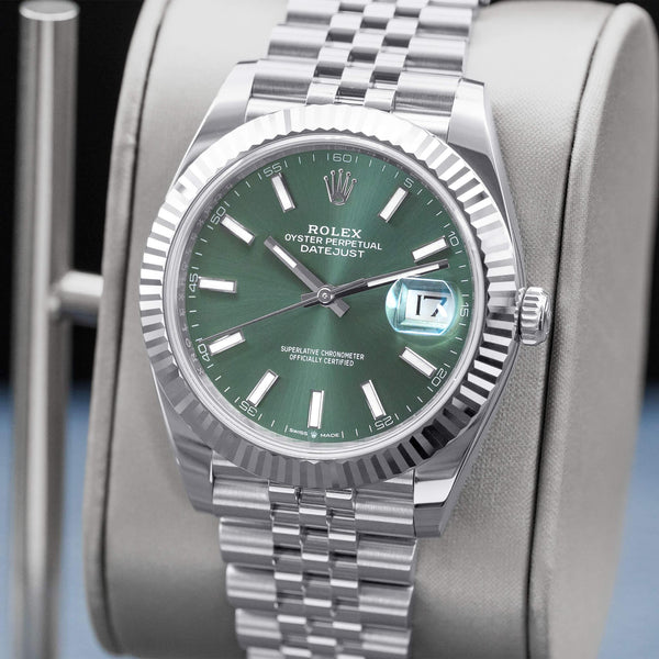 Rolex Datejust 126334 Green Dial Fluted Jubilee Box & Papers