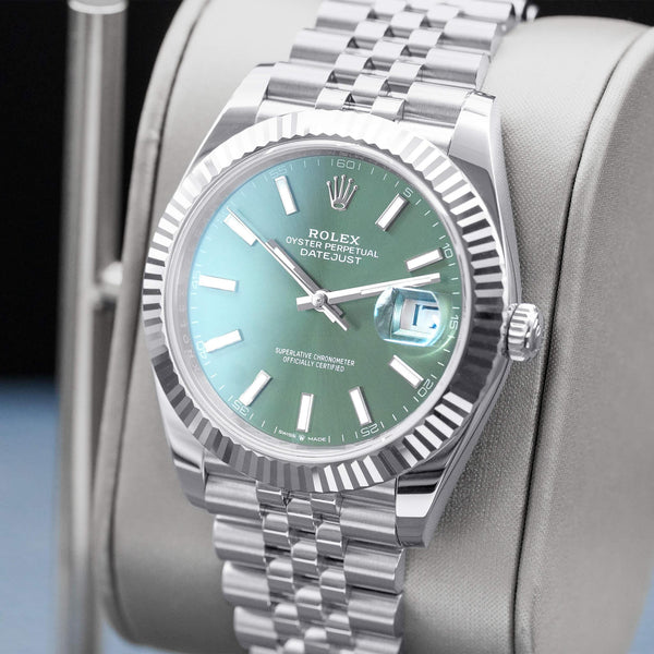 Rolex Datejust 126334 Green Dial Fluted Jubilee Box & Papers