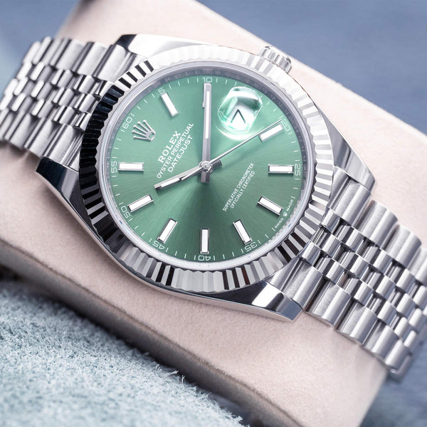 Rolex Datejust 126334 Green Dial Fluted Jubilee Box & Papers