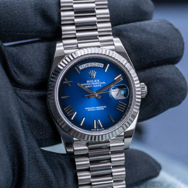 Rolex Day Date 228239 Blue Ombre Dial 40mm Box & Papers