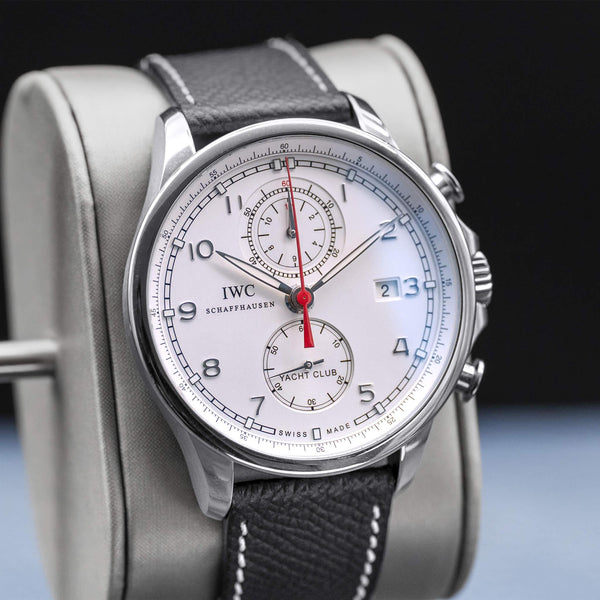Close-up angled view of IWC Portugieser Yacht Club Chronograph IW390211