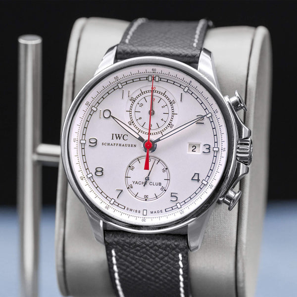 Close-up opposing view of IWC Portugieser Yacht Club Chronograph IW390211