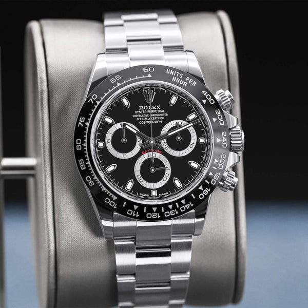 Slight angled view of Rolex Daytona 116500LN Black Dial