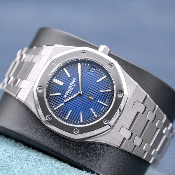 Audemars Piguet Royal Oak 15202IP "Jumbo" Extra Thin Blue 39mm Box & Papers
