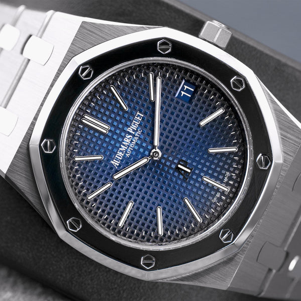 Audemars Piguet Royal Oak 15202IP "Jumbo" Extra Thin Blue 39mm 2018 Box & Papers