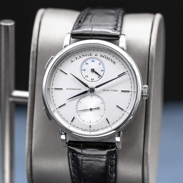 A. Lange & Sohne Saxonia Dual Time 385.026 Silver Dial 40mm 2015 Box & Papers