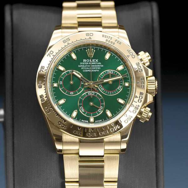 Rolex Daytona 116508 “John Mayer” Green Dial Yellow Gold 40mm Box & Papers