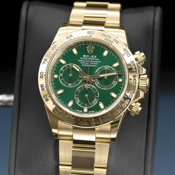 Rolex Daytona 116508 “John Mayer” Green Dial Yellow Gold 40mm Box & Papers