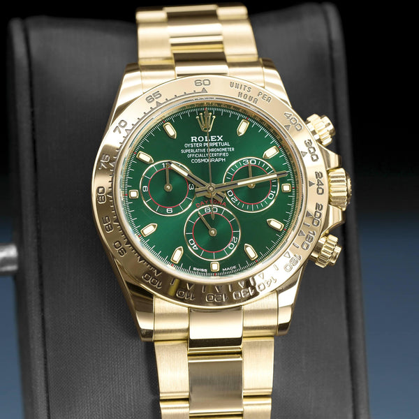 Rolex Daytona 116508 “John Mayer” Green Dial Yellow Gold 40mm Box & Papers