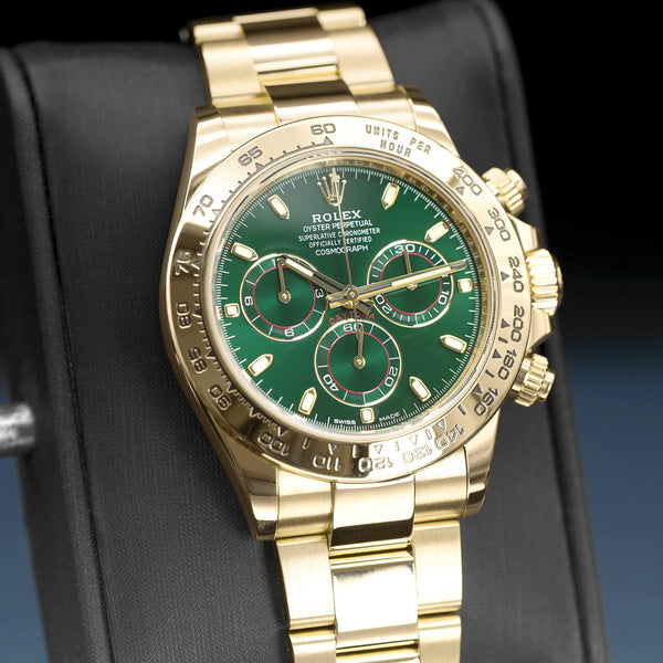 Rolex Daytona 116508 “John Mayer” Green Dial Yellow Gold 40mm Box & Papers