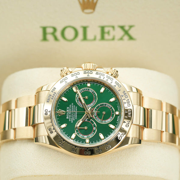 Rolex Daytona 116508 “John Mayer” Green Dial Yellow Gold 40mm Box & Papers