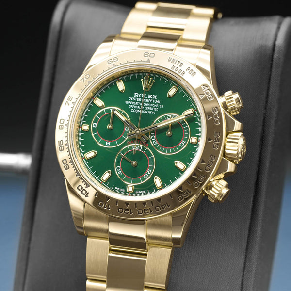 Rolex Daytona 116508 “John Mayer” Green Dial Yellow Gold 40mm Box & Papers