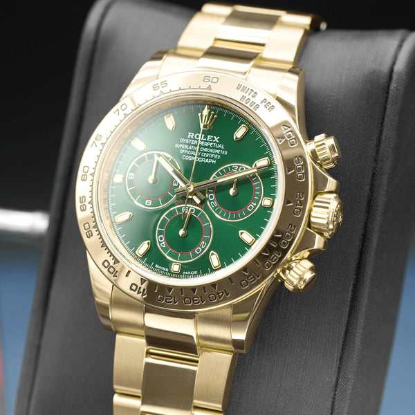 Rolex Daytona 116508 “John Mayer” Green Dial Yellow Gold 40mm Box & Papers