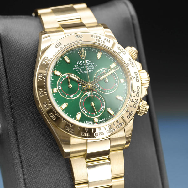 Rolex Daytona 116508 “John Mayer” Green Dial Yellow Gold 40mm Box & Papers