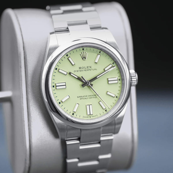 Rolex Oyster Perpetual 134300 Pistachio Dial 41mm Box & Papers
