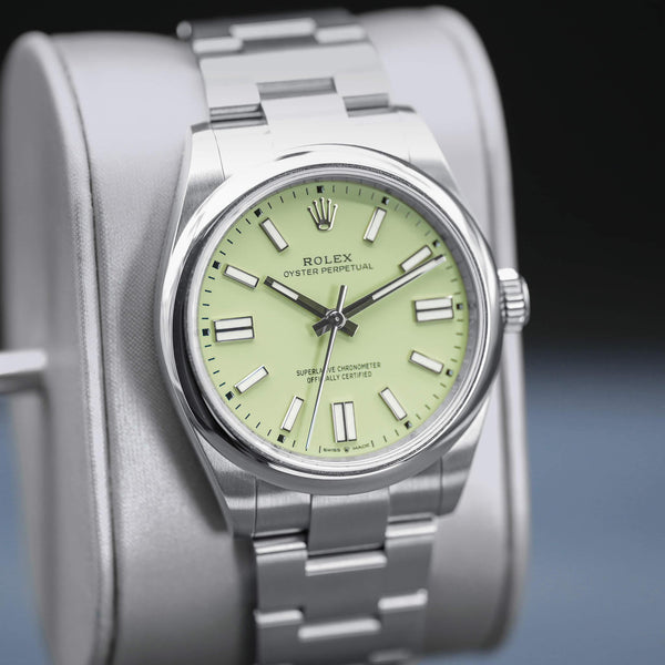 Rolex Oyster Perpetual 134300 Pistachio Dial 41mm Box & Papers