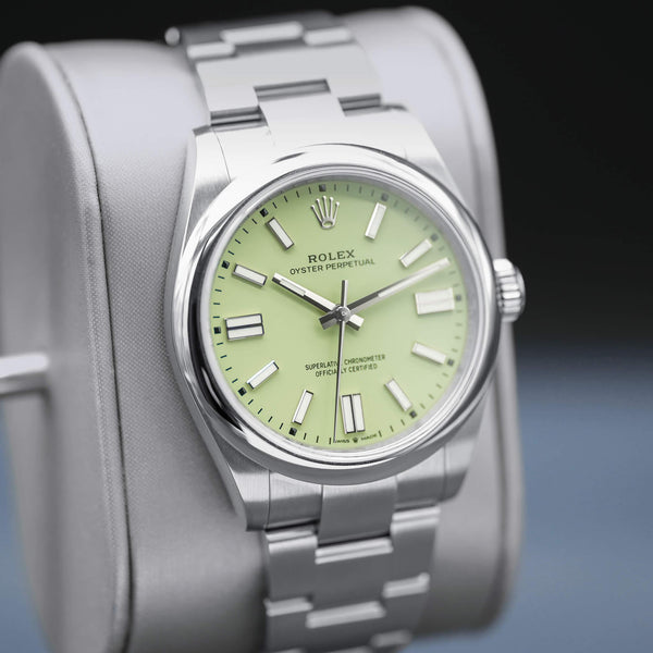 Rolex Oyster Perpetual 134300 Pistachio Dial 41mm Box & Papers