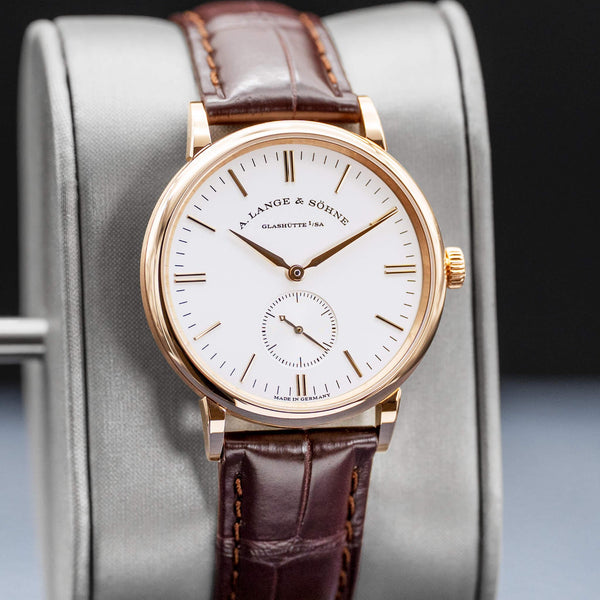 Slight angled view of A. Lange & Sohne Saxonia 219.032 Rose Gold