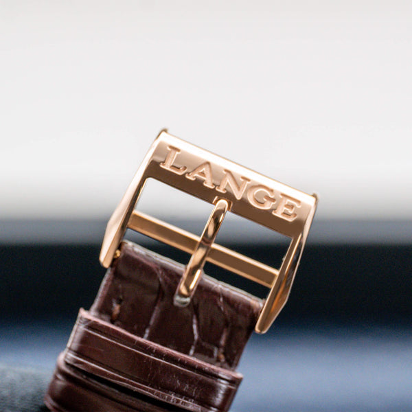 A. Lange & Sohne Saxonia 219.032 Rose Gold buckle detail