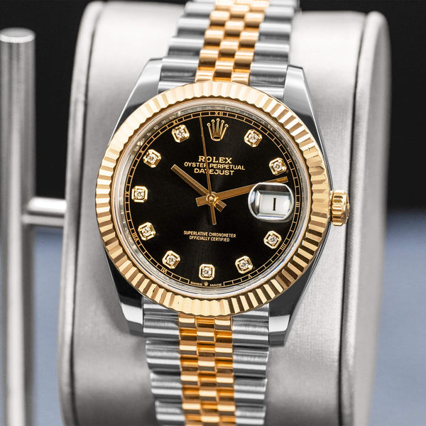 Rolex Datejust Two-Tone 126333 Black Diamond Dial 41mm Box & Papers
