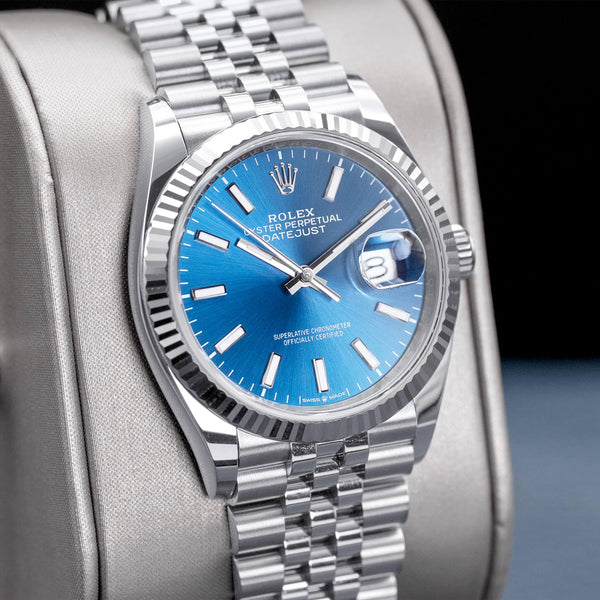 Rolex Datejust 126234 Blue Dial Fluted 36mm Box & Papers