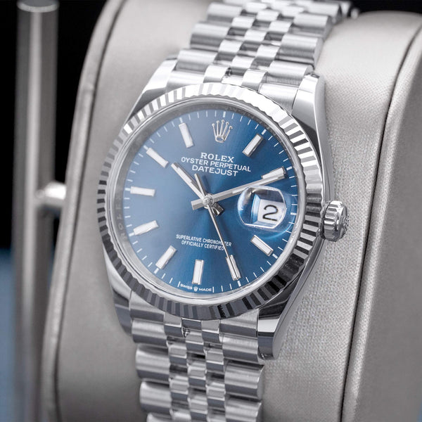 Rolex Datejust 126234 Blue Dial Fluted 36mm Box & Papers
