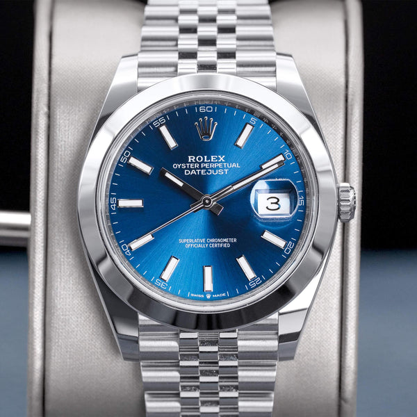 Rolex Datejust 126300 Blue Dial Smooth Jubilee 41mm Box & Papers