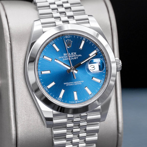 Rolex Datejust 126300 Blue Dial Smooth Jubilee 41mm Box & Papers