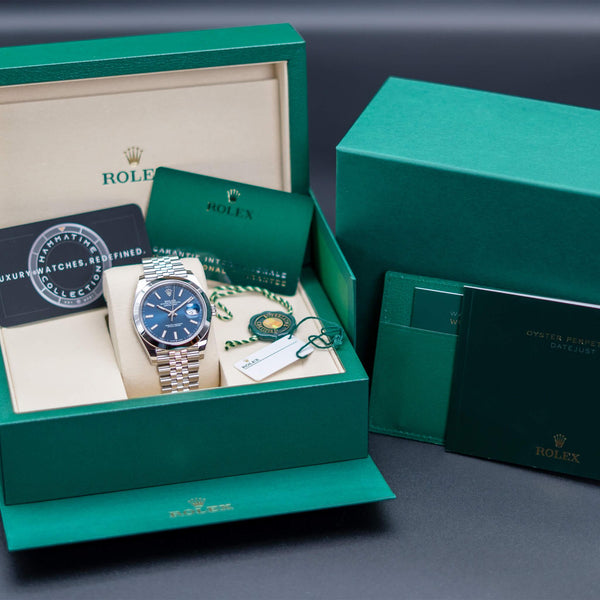 Rolex Datejust 126300 Blue Dial Smooth Jubilee 41mm Box & Papers