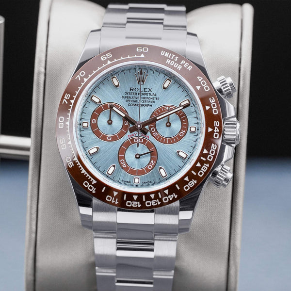 Rolex Daytona Platinum “Platona” Ice Blue Dial 116506 40mm Box & Papers