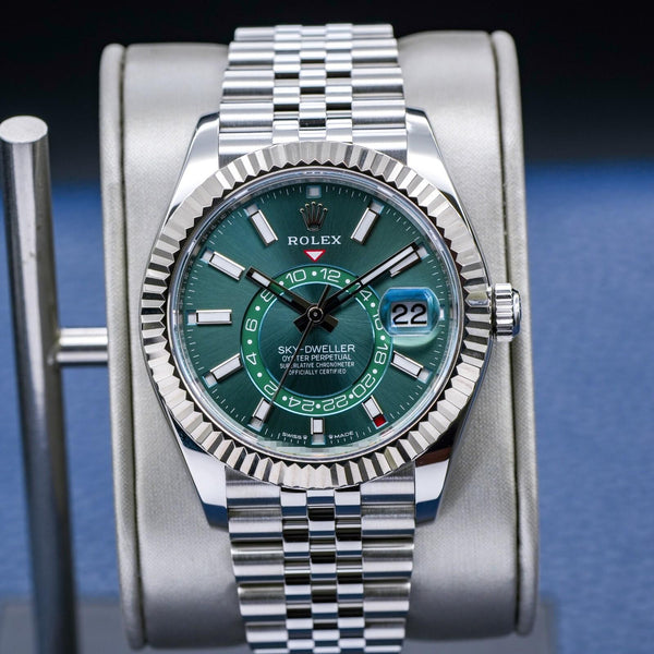 Rolex Sky Dweller 336934 Green Dial Jubilee 42mm Box & Papers