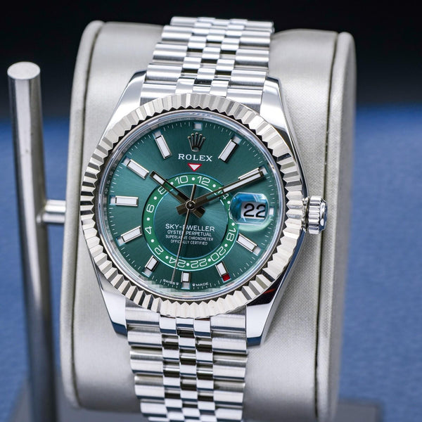 Rolex Sky Dweller 336934 Green Dial Jubilee 42mm Box & Papers
