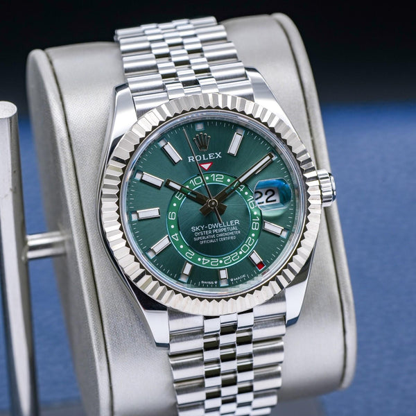 Rolex Sky Dweller 336934 Green Dial Jubilee 42mm Box & Papers